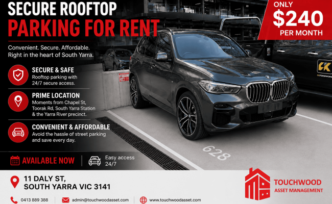 Secure Rooftop Car Park for Rent in South Yarra (628)
