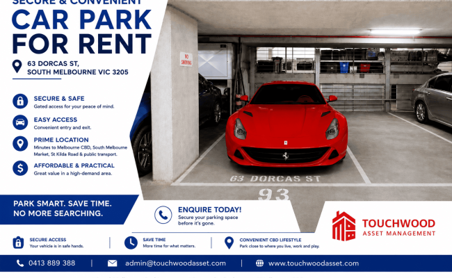 Indoor lot parking on Dorcas Street in South Melbourne Victoria
