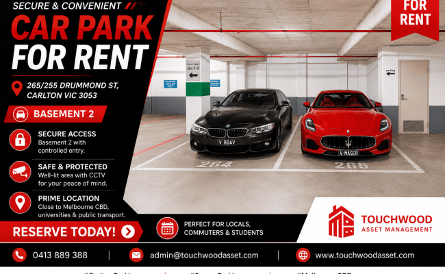 Indoor lot parking on Drummond Street in Carlton Victoria