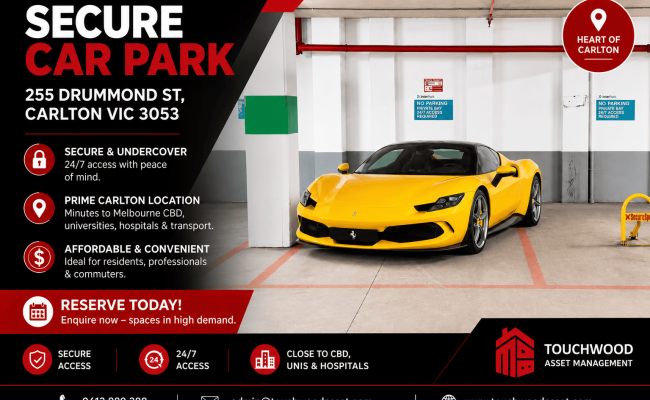 Indoor lot parking on Drummond Street in Carlton Victoria
