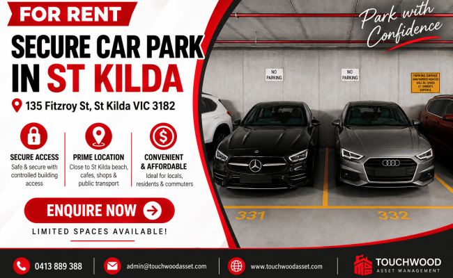 Indoor lot parking on Fitzroy Street in St Kilda Victoria