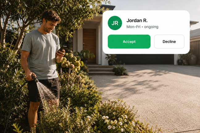 A driver booking request with accept and decline options