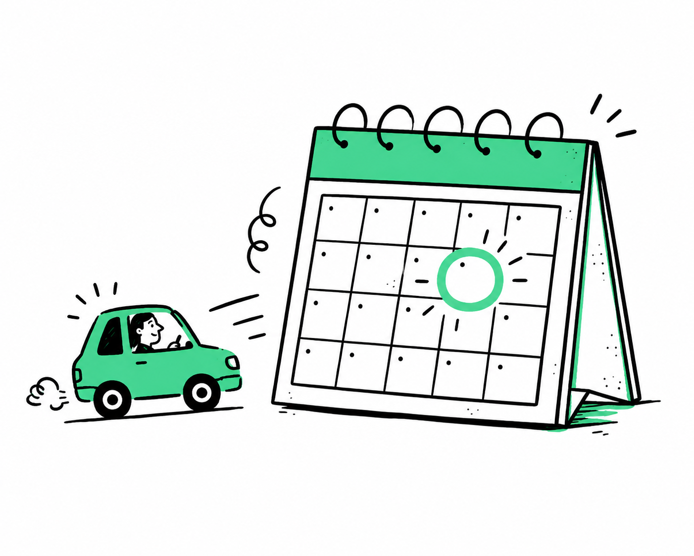 A car arriving at a booked parking space within days