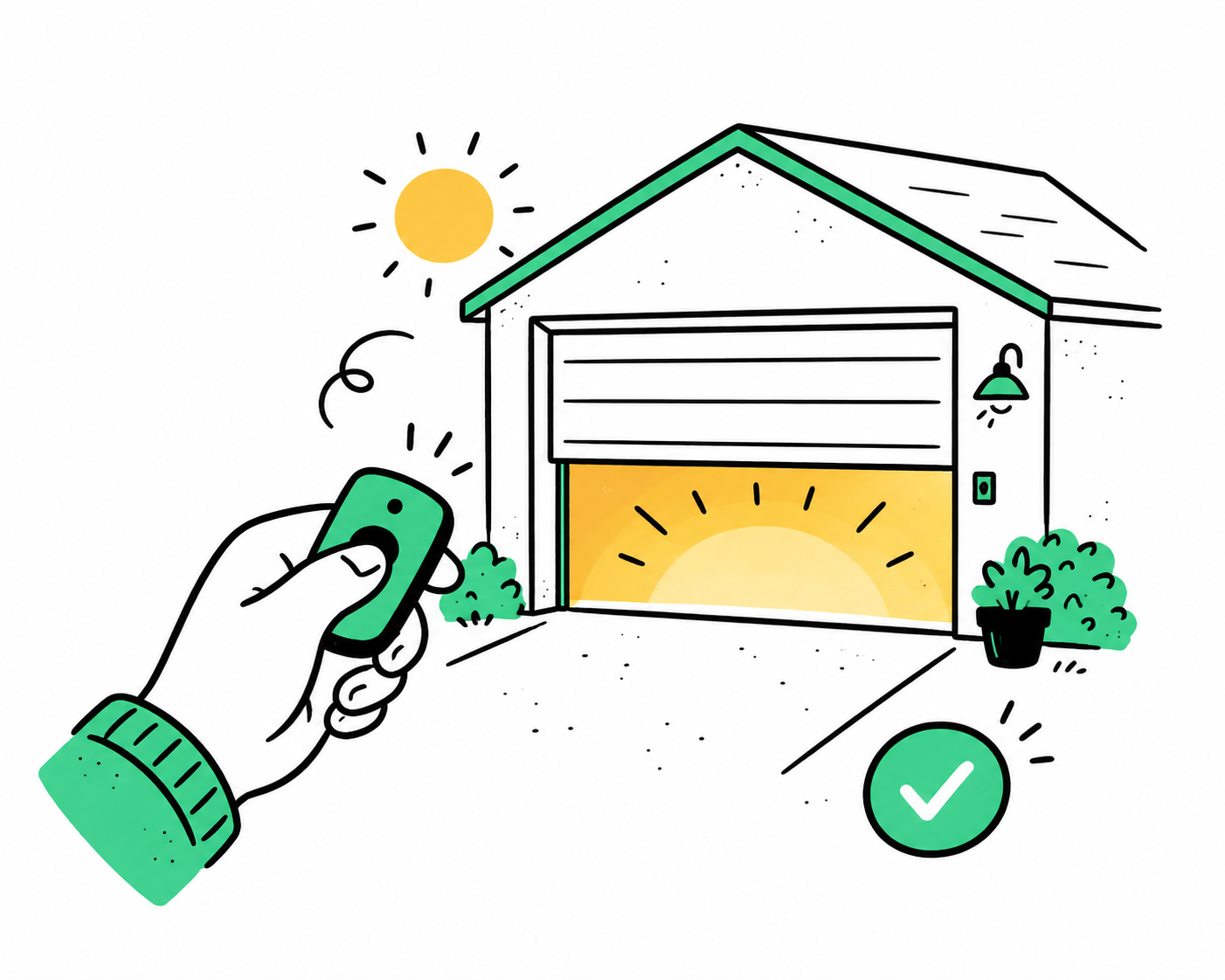 A host opening their garage with a remote, approving access